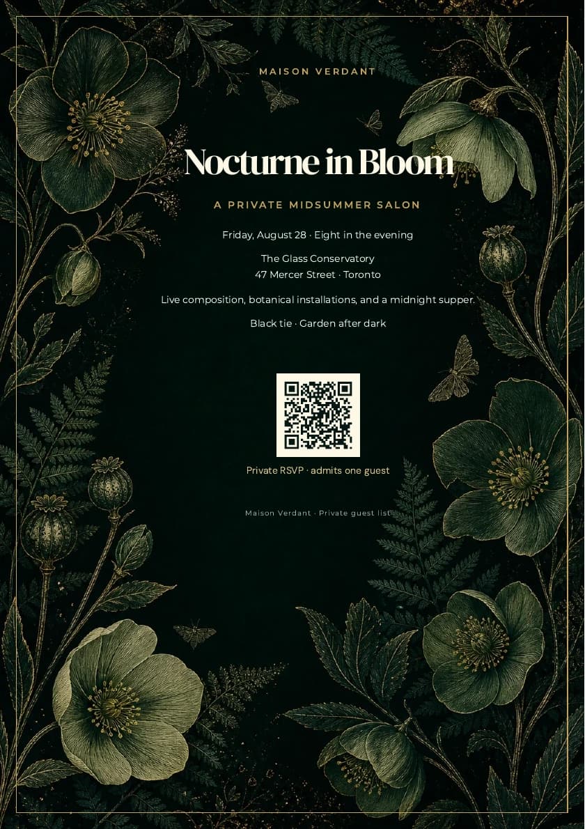 Nocturne in Bloom invitation PDF