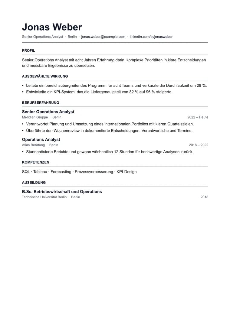 Markdown-Lebenslauf in PDF umwandeln - Gerendertes PDF