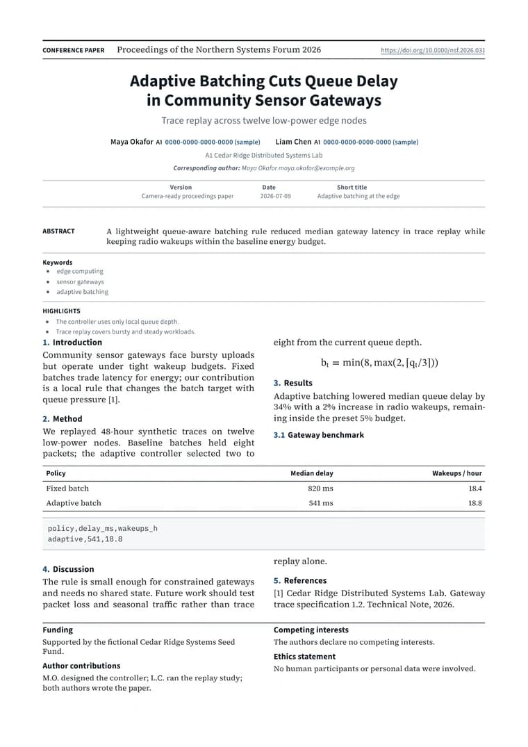 Rendered Scholar Proceedings PDF with full-width front matter and compact two-column research content