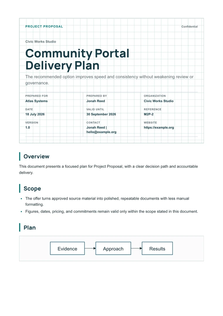 Markdown Project Plan to PDF - Rendered PDF