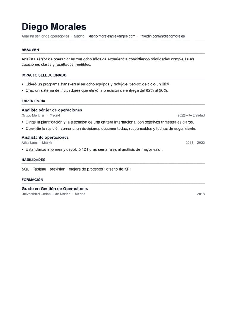 Convertir currículum en Markdown a PDF - PDF generado