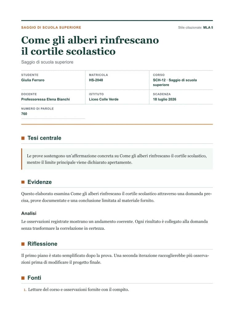 Saggio di scuola superiore - PDF generato