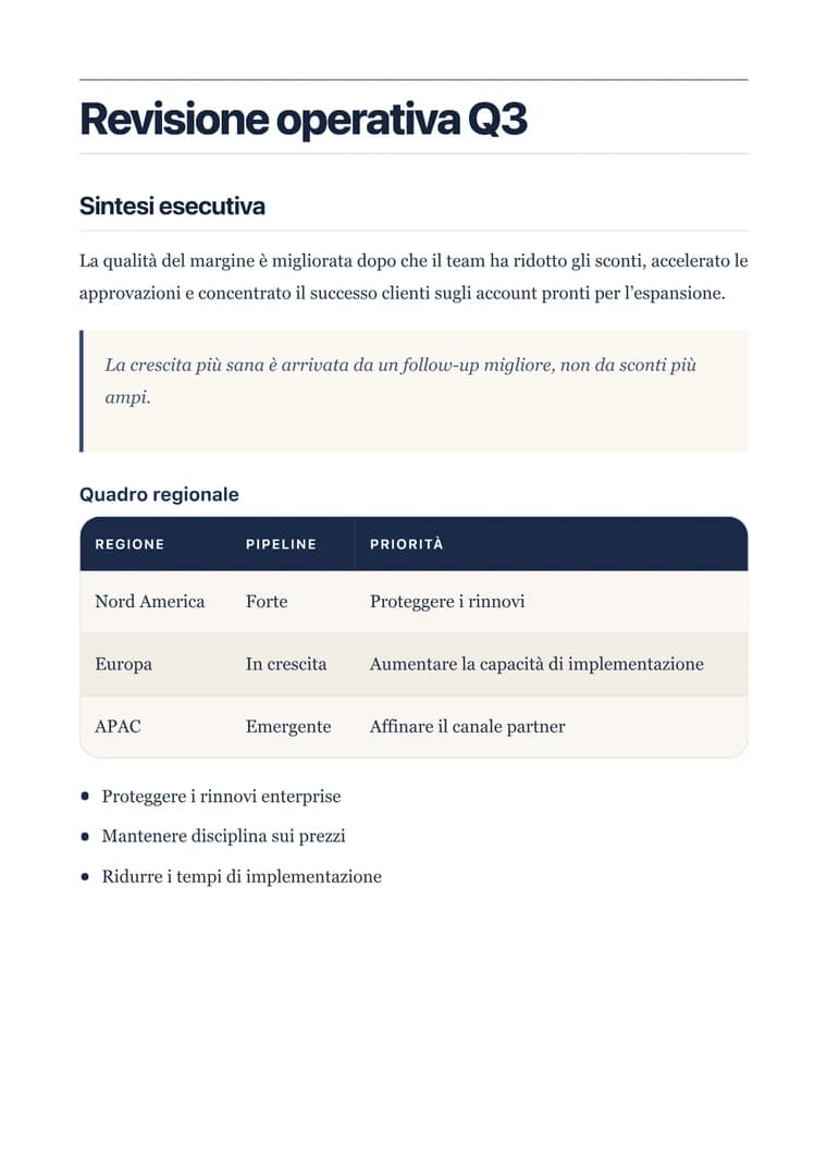 Convertire output AI in PDF - PDF generato