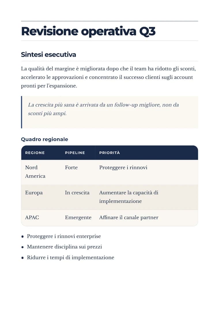 Convertire output AI in PDF - PDF generato