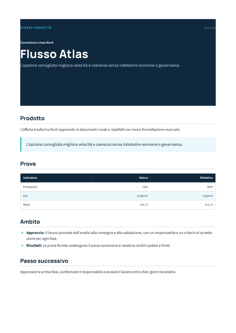Rendered Product One-Pager PDF with positioning, proof metrics, capabilities, and call to action