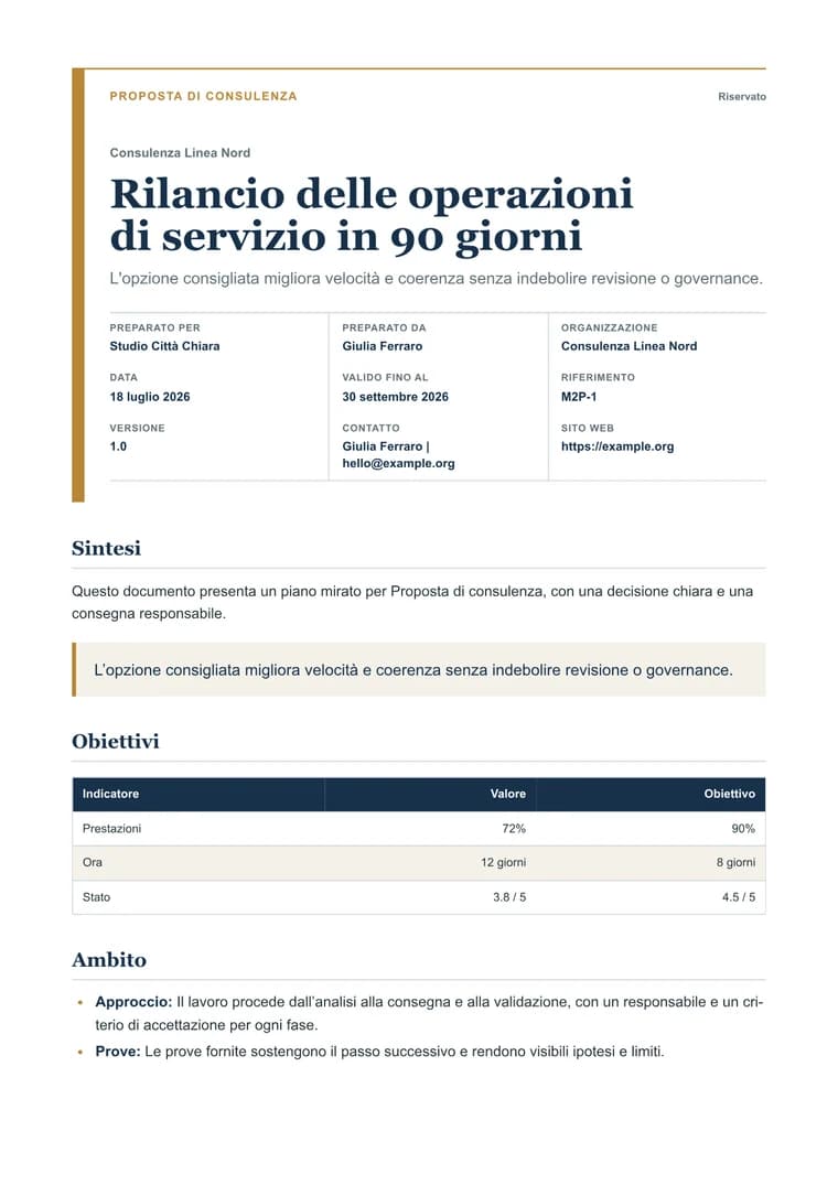 Proposta di consulenza PDF generato