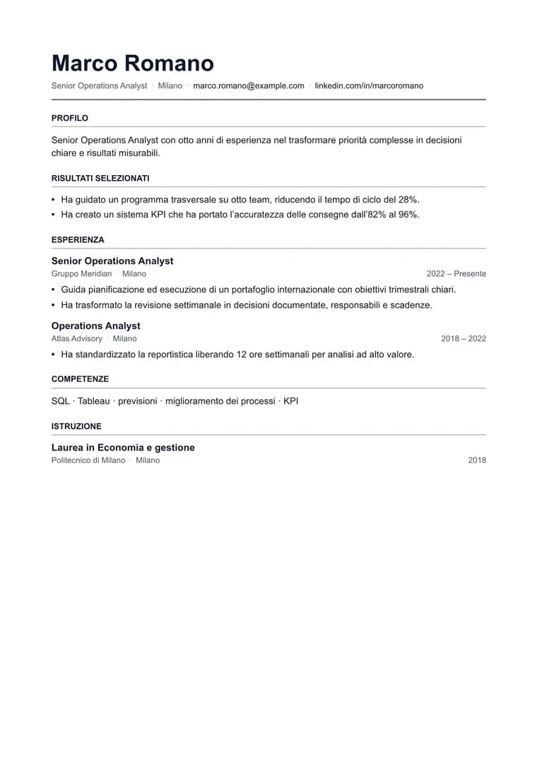 Convertire CV Markdown in PDF - PDF generato