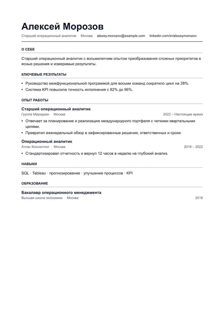 Преобразовать резюме в Markdown в PDF - Готовый PDF